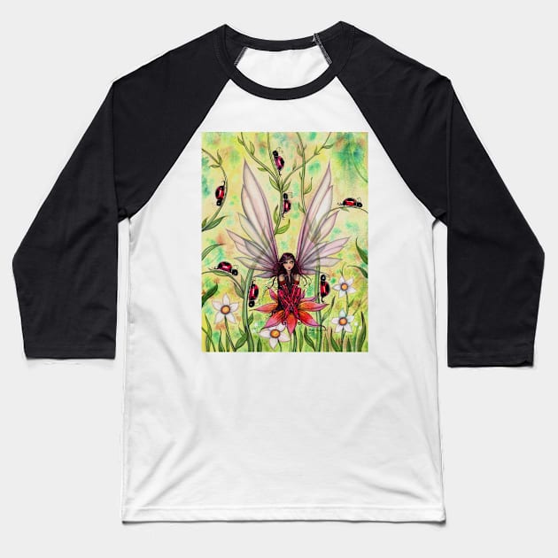 Ladybug Fairy Fantasy Illustration Baseball T-Shirt by robmolily